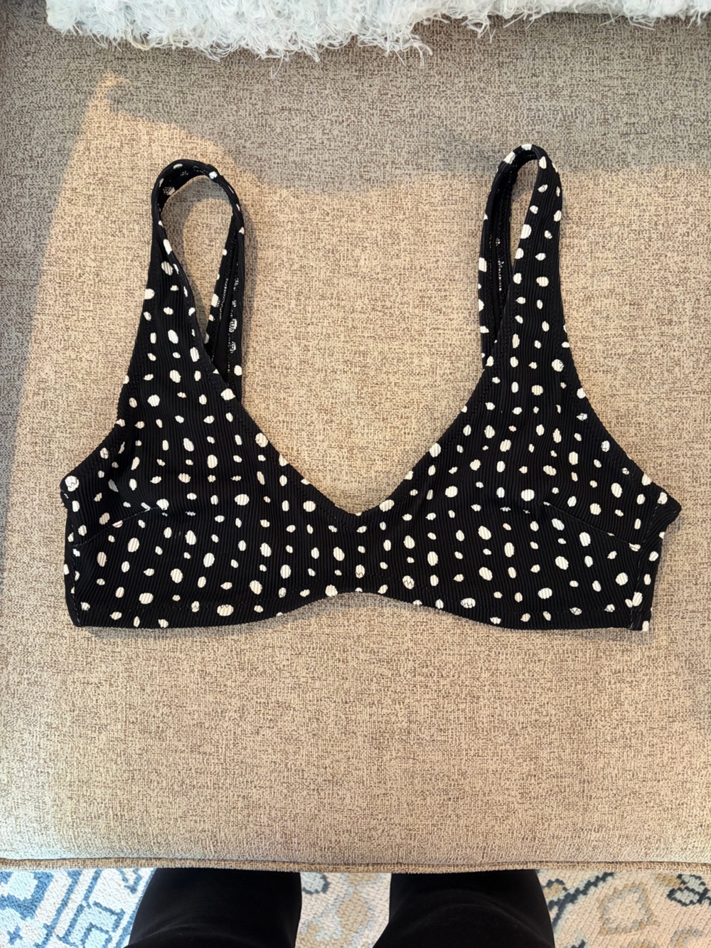 Aerie Black & White Polka Dot Swim Top